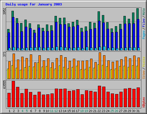 Daily usage for January 2003