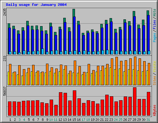 Daily usage for January 2004
