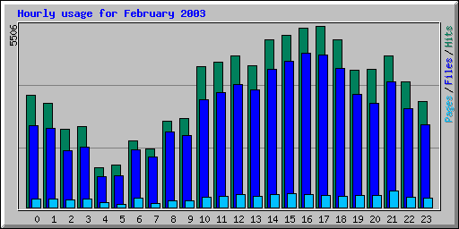 Hourly usage for February 2003