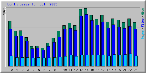 Hourly usage for July 2005