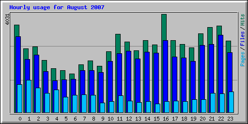Hourly usage for August 2007