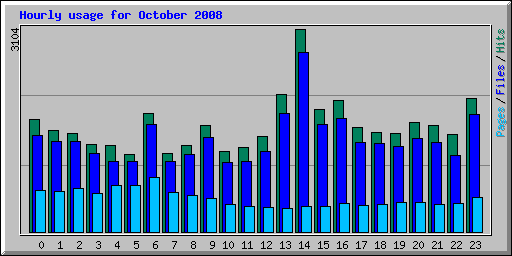 Hourly usage for October 2008