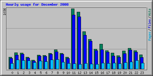 Hourly usage for December 2008